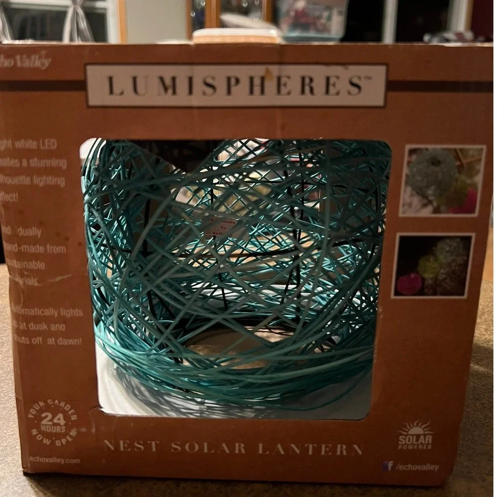 Echo Valley Lumispheres Nest Solar Lantern Indigo Blue New Boho Garden Decor